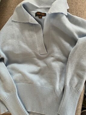 Truth By Republic Light Blue V-Neck Polo Collar Sweater